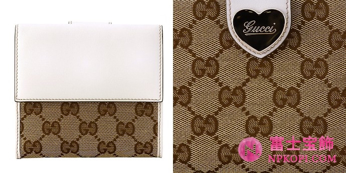 GUCCI/グッチ 2012年春夏HEART定番キャンバスGG柄ハートディテール2つ折りコンパクト財布 203549 FFPAG 9761 